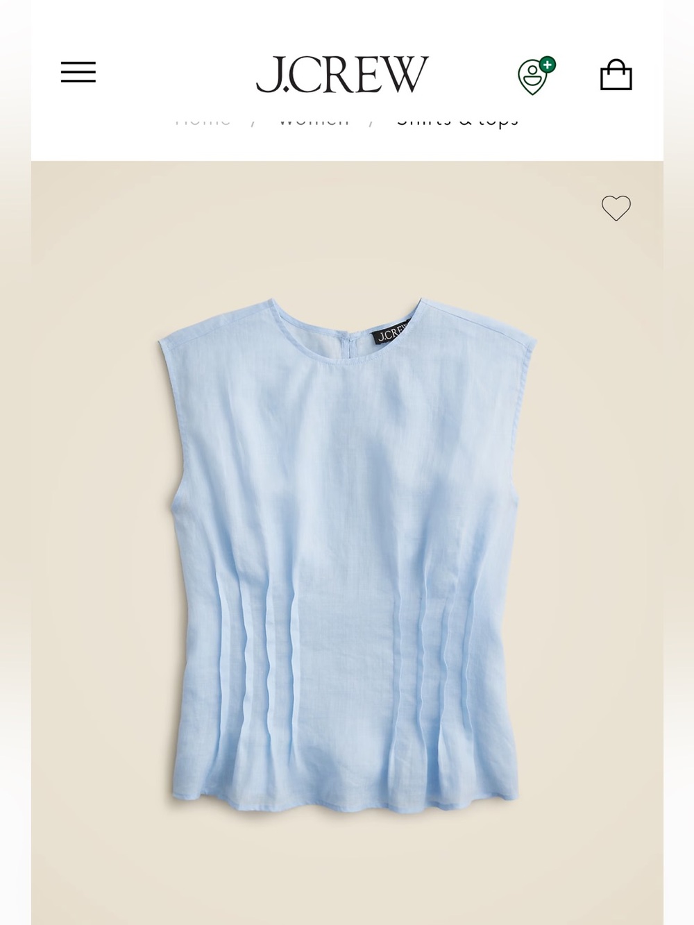 J. Crew Pale Blue Sleeveless Linen Top